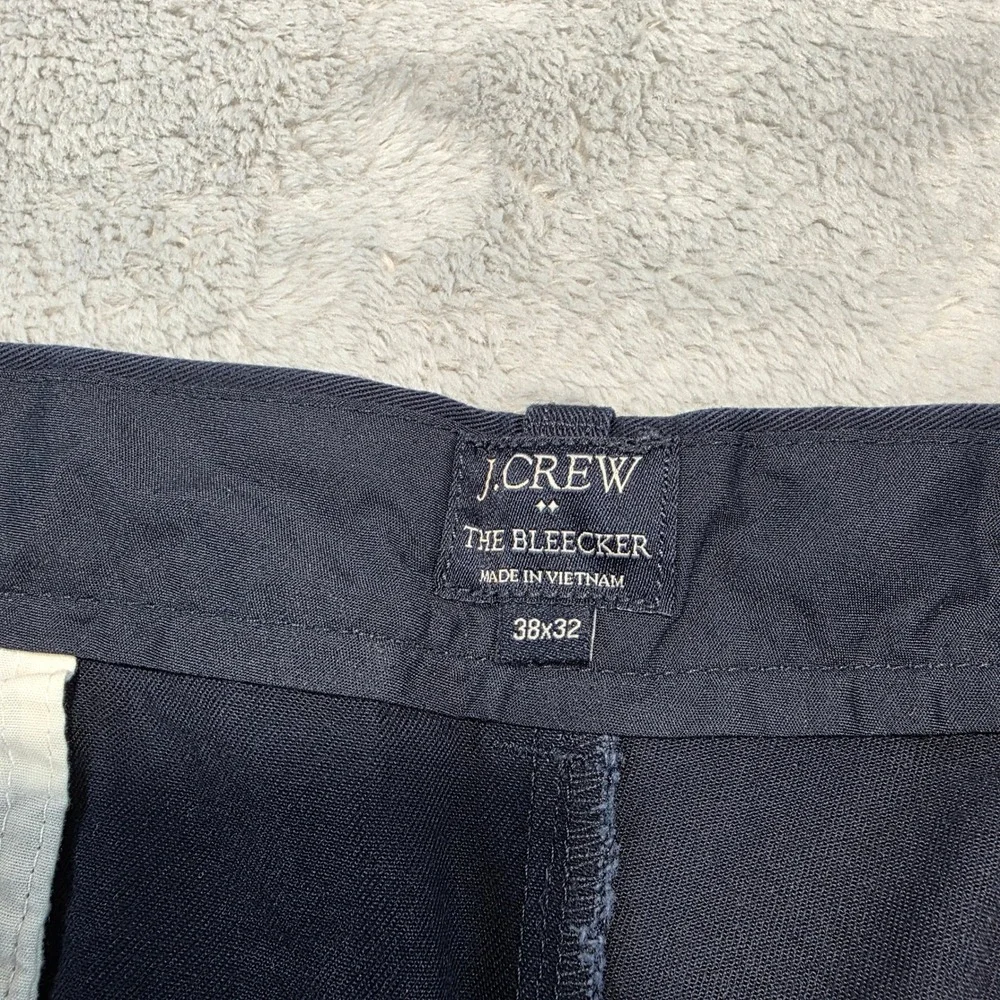 J.Crew Mens 38x32 Navy‎ Blue The Bleecker Chino Pants 100% Cotton Straight Leg